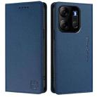 For Tecno Pop 7/ 7 Pro / Spark GO 2023 RC01 Dual-Folded Magnetic Suction RFID Leather Phone Case(Dark Blue) - 2