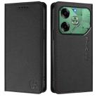 For Tecno Pova 6 4G RC01 Dual-Folded Magnetic Suction RFID Leather Phone Case(Black) - 2