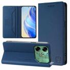 For Tecno Pova 6 4G RC01 Dual-Folded Magnetic Suction RFID Leather Phone Case(Dark Blue) - 1