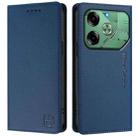 For Tecno Pova 6 4G RC01 Dual-Folded Magnetic Suction RFID Leather Phone Case(Dark Blue) - 2