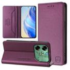 For Tecno Pova 6 4G RC01 Dual-Folded Magnetic Suction RFID Leather Phone Case(Violet) - 1