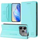 For Tecno Pova 6 5G / 6 Pro 5G RC01 Dual-Folded Magnetic Suction RFID Leather Phone Case(Mint Green) - 1
