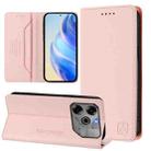 For Tecno Pova 6 5G / 6 Pro 5G RC01 Dual-Folded Magnetic Suction RFID Leather Phone Case(Pink) - 1