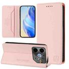 For Tecno Pova 6 Neo RC01 Dual-Folded Magnetic Suction RFID Leather Phone Case(Pink) - 1