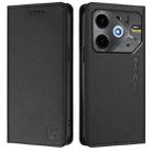 For Tecno Pova 6 Neo RC01 Dual-Folded Magnetic Suction RFID Leather Phone Case(Black) - 2