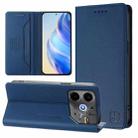 For Tecno Pova 6 Neo RC01 Dual-Folded Magnetic Suction RFID Leather Phone Case(Dark Blue) - 1