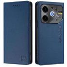 For Tecno Pova 6 Neo RC01 Dual-Folded Magnetic Suction RFID Leather Phone Case(Dark Blue) - 2