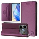 For Tecno Pova 6 Neo RC01 Dual-Folded Magnetic Suction RFID Leather Phone Case(Violet) - 1