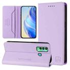 For Tecno Spark 7P RC01 Dual-Folded Magnetic Suction RFID Leather Phone Case(Light Purple) - 1