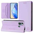 For Tecno Spark 7 / 7T RC01 Dual-Folded Magnetic Suction RFID Leather Phone Case(Light Purple) - 1