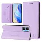 For Tecno Spark 9T / 9 Pro RC01 Dual-Folded Magnetic Suction RFID Leather Phone Case(Light Purple) - 1