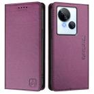 For Tecno Spark 10 5G RC01 Dual-Folded Magnetic Suction RFID Leather Phone Case(Violet) - 2