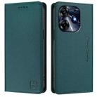 For Tecno Spark 10 Pro 5G / K17 4G RC01 Dual-Folded Magnetic Suction RFID Leather Phone Case(Dark Green) - 2