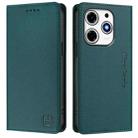 For Tecno Spark 10 Pro Magic RC01 Dual-Folded Magnetic Suction RFID Leather Phone Case(Dark Green) - 2