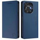 For Tecno Spark 10C / 10 4G RC01 Dual-Folded Magnetic Suction RFID Leather Phone Case(Dark Blue) - 2