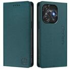 For Tecno Spark 10C / 10 4G RC01 Dual-Folded Magnetic Suction RFID Leather Phone Case(Dark Green) - 2