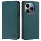 For Tecno Spark 20 Pro 5G RC01 Dual-Folded Magnetic Suction RFID Leather Phone Case(Dark Green) - 2