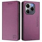 For Tecno Spark 20 Pro 5G RC01 Dual-Folded Magnetic Suction RFID Leather Phone Case(Violet) - 2