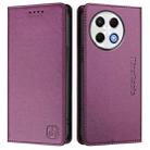 For Tecno Spark 30 Pro 4G RC01 Dual-Folded Magnetic Suction RFID Leather Phone Case(Violet) - 2