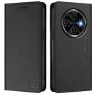 For Tecno Spark 30C RC01 Dual-Folded Magnetic Suction RFID Leather Phone Case(Black) - 2