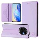 For Tecno Spark 30C RC01 Dual-Folded Magnetic Suction RFID Leather Phone Case(Light Purple) - 1