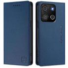 For itel A05s RC01 Dual-Folded Magnetic Suction RFID Leather Phone Case(Dark Blue) - 2