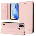 For itel A48 RC01 Dual-Folded Magnetic Suction RFID Leather Phone Case(Pink) - 1