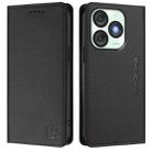 For itel A50 RC01 Dual-Folded Magnetic Suction RFID Leather Phone Case(Black) - 2