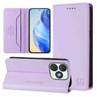 For itel A50 RC01 Dual-Folded Magnetic Suction RFID Leather Phone Case(Light Purple) - 1