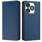 For itel A50 RC01 Dual-Folded Magnetic Suction RFID Leather Phone Case(Dark Blue) - 2