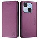 For itel A50C RC01 Dual-Folded Magnetic Suction RFID Leather Phone Case(Violet) - 2