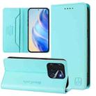 For itel A60 / 60s RC01 Dual-Folded Magnetic Suction RFID Leather Phone Case(Mint Green) - 1