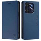 For itel A60 / 60s RC01 Dual-Folded Magnetic Suction RFID Leather Phone Case(Dark Blue) - 2