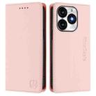For itel A70 RC01 Dual-Folded Magnetic Suction RFID Leather Phone Case(Pink) - 2