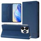 For itel A70 RC01 Dual-Folded Magnetic Suction RFID Leather Phone Case(Dark Blue) - 1