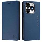 For itel A70 RC01 Dual-Folded Magnetic Suction RFID Leather Phone Case(Dark Blue) - 2