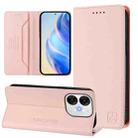 For itel A80 4G RC01 Dual-Folded Magnetic Suction RFID Leather Phone Case(Pink) - 1