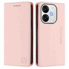 For itel A80 4G RC01 Dual-Folded Magnetic Suction RFID Leather Phone Case(Pink) - 2