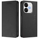 For itel A80 4G RC01 Dual-Folded Magnetic Suction RFID Leather Phone Case(Black) - 2