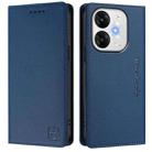 For itel A80 4G RC01 Dual-Folded Magnetic Suction RFID Leather Phone Case(Dark Blue) - 2