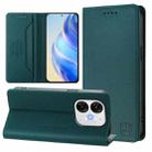 For itel A80 4G RC01 Dual-Folded Magnetic Suction RFID Leather Phone Case(Dark Green) - 1
