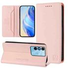 For itel P38 / S17 / Vision 3 RC01 Dual-Folded Magnetic Suction RFID Leather Phone Case(Pink) - 1