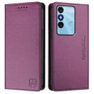 For itel P38 / S17 / Vision 3 RC01 Dual-Folded Magnetic Suction RFID Leather Phone Case(Violet) - 2