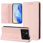 For itel P40 RC01 Dual-Folded Magnetic Suction RFID Leather Phone Case(Pink) - 1
