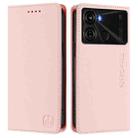 For itel P40 RC01 Dual-Folded Magnetic Suction RFID Leather Phone Case(Pink) - 2
