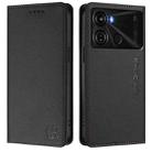For itel P40 RC01 Dual-Folded Magnetic Suction RFID Leather Phone Case(Black) - 2