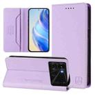 For itel P40 RC01 Dual-Folded Magnetic Suction RFID Leather Phone Case(Light Purple) - 1