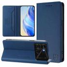 For itel P40 RC01 Dual-Folded Magnetic Suction RFID Leather Phone Case(Dark Blue) - 1