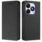 For itel P55 4G / Infinix Smart 8 RC01 Dual-Folded Magnetic Suction RFID Leather Phone Case(Black) - 2