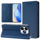For itel P55 4G / Infinix Smart 8 RC01 Dual-Folded Magnetic Suction RFID Leather Phone Case(Dark Blue) - 1